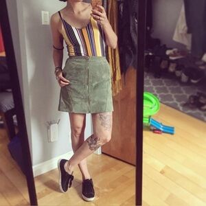 Genuine suede green skirt